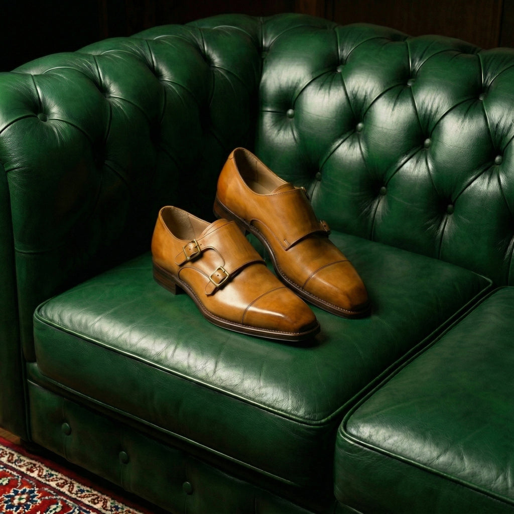 Tan Leather Lucente Double Monk Strap Shoe