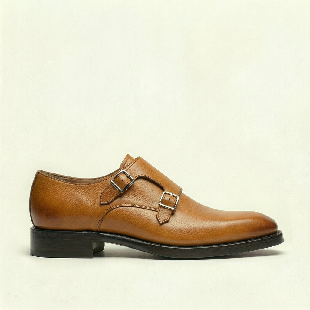 Tan Leather Lucente Double Monk Strap Shoe