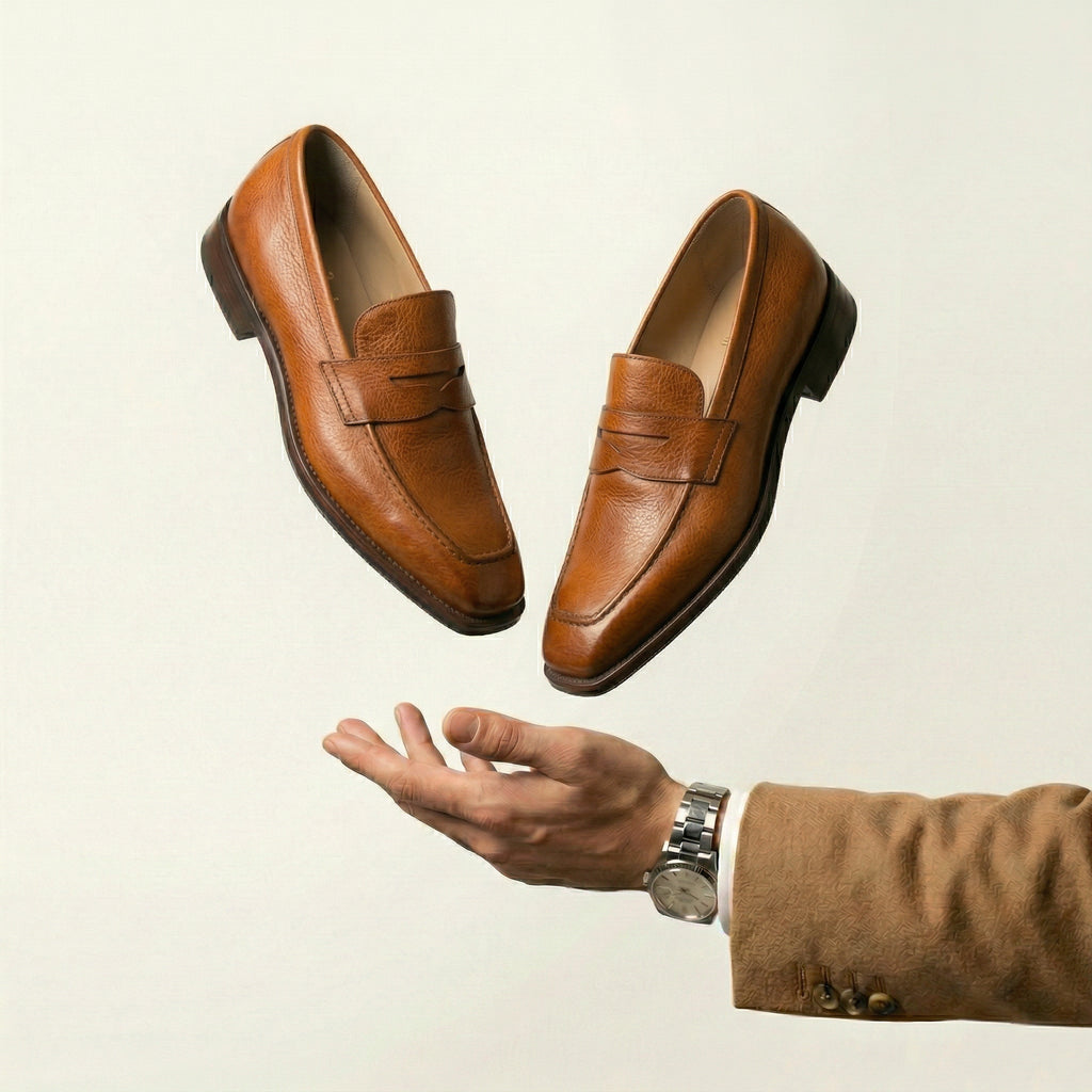 Tan Leather Lucente Penny Loafer Shoes
