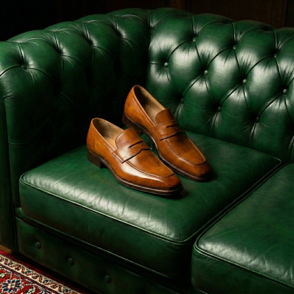 Tan Leather Lucente Penny Loafer Shoes