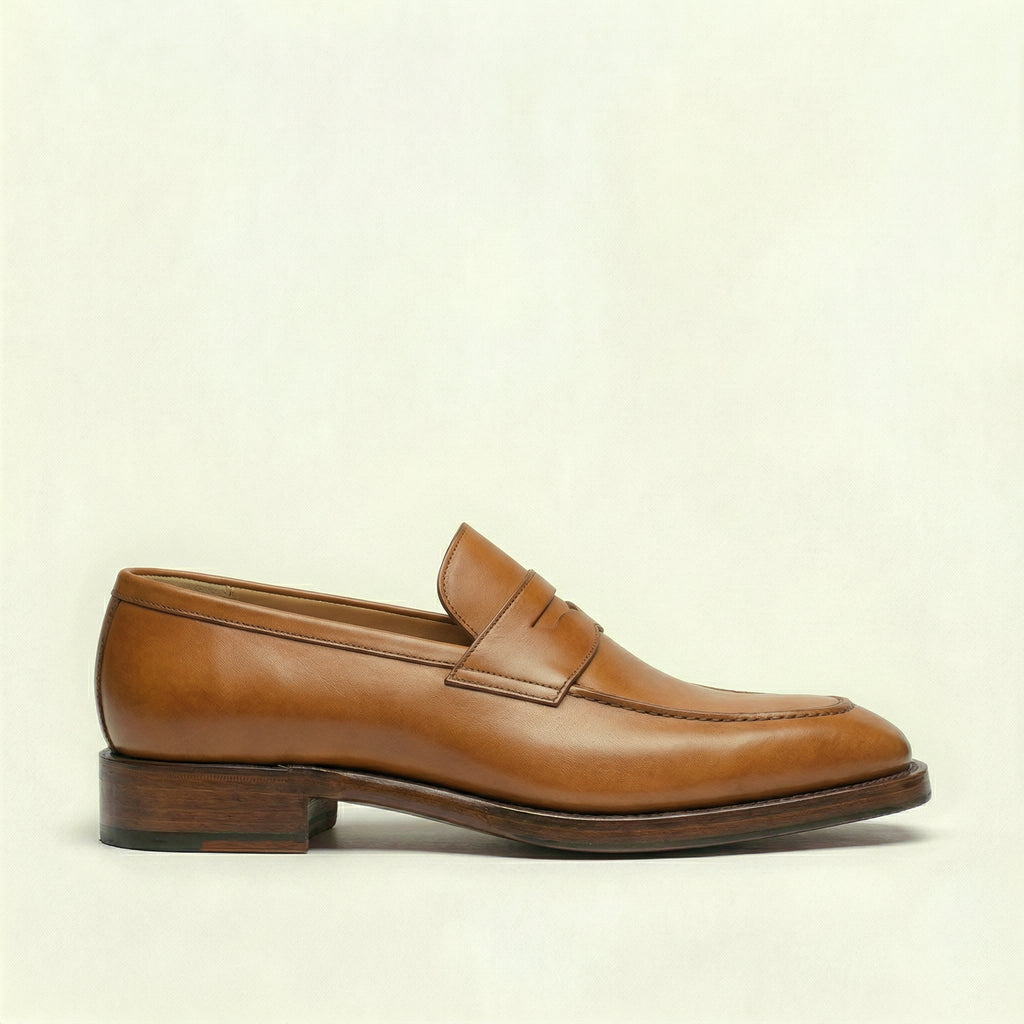 Tan Leather Lucente Penny Loafer Shoes