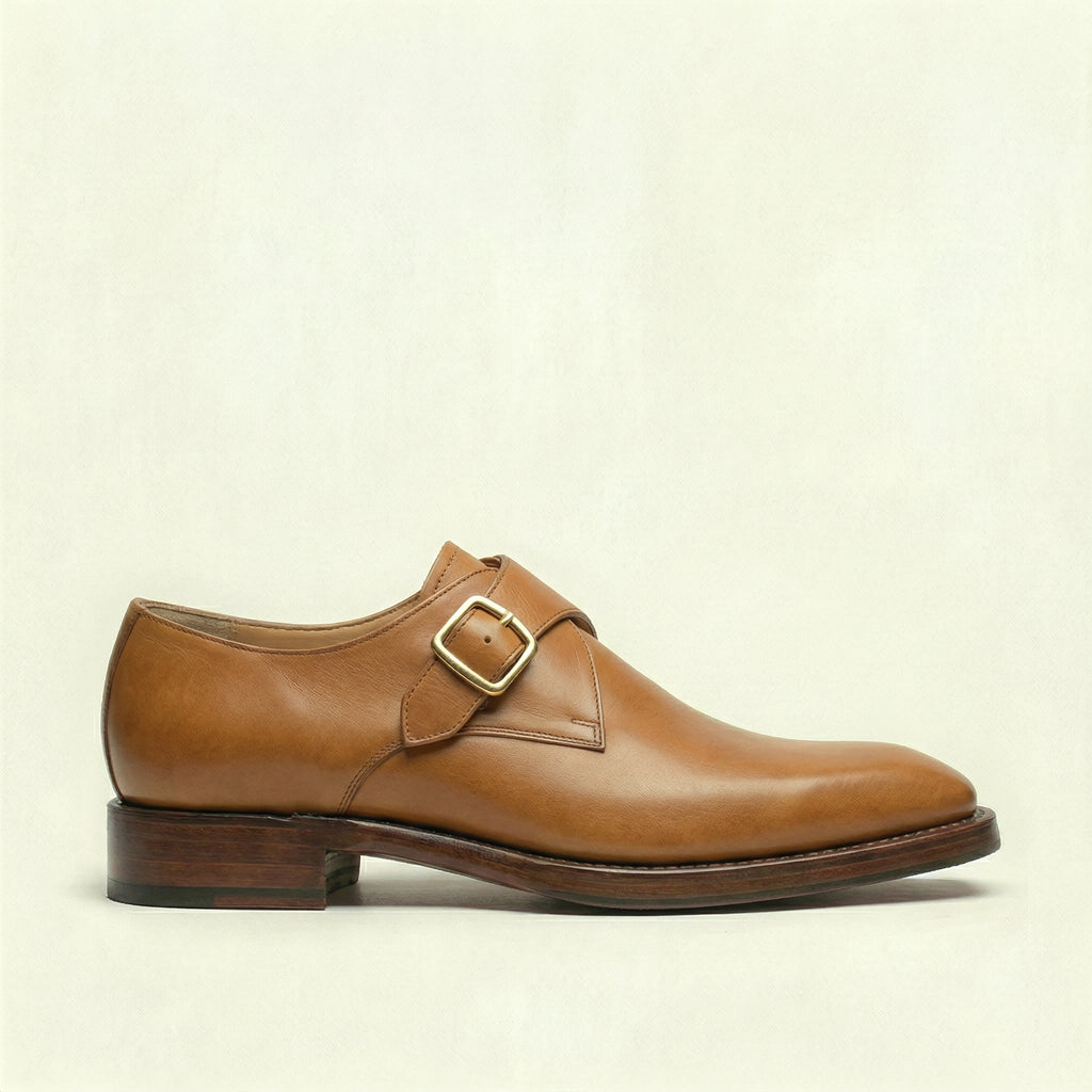 Tan Leather Lucente Single Monk Strap Shoes