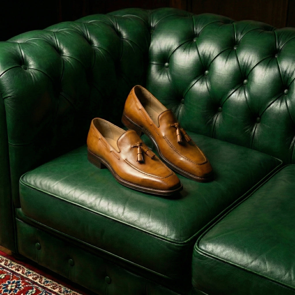 Tan Leather Lucente Tassel Loafers