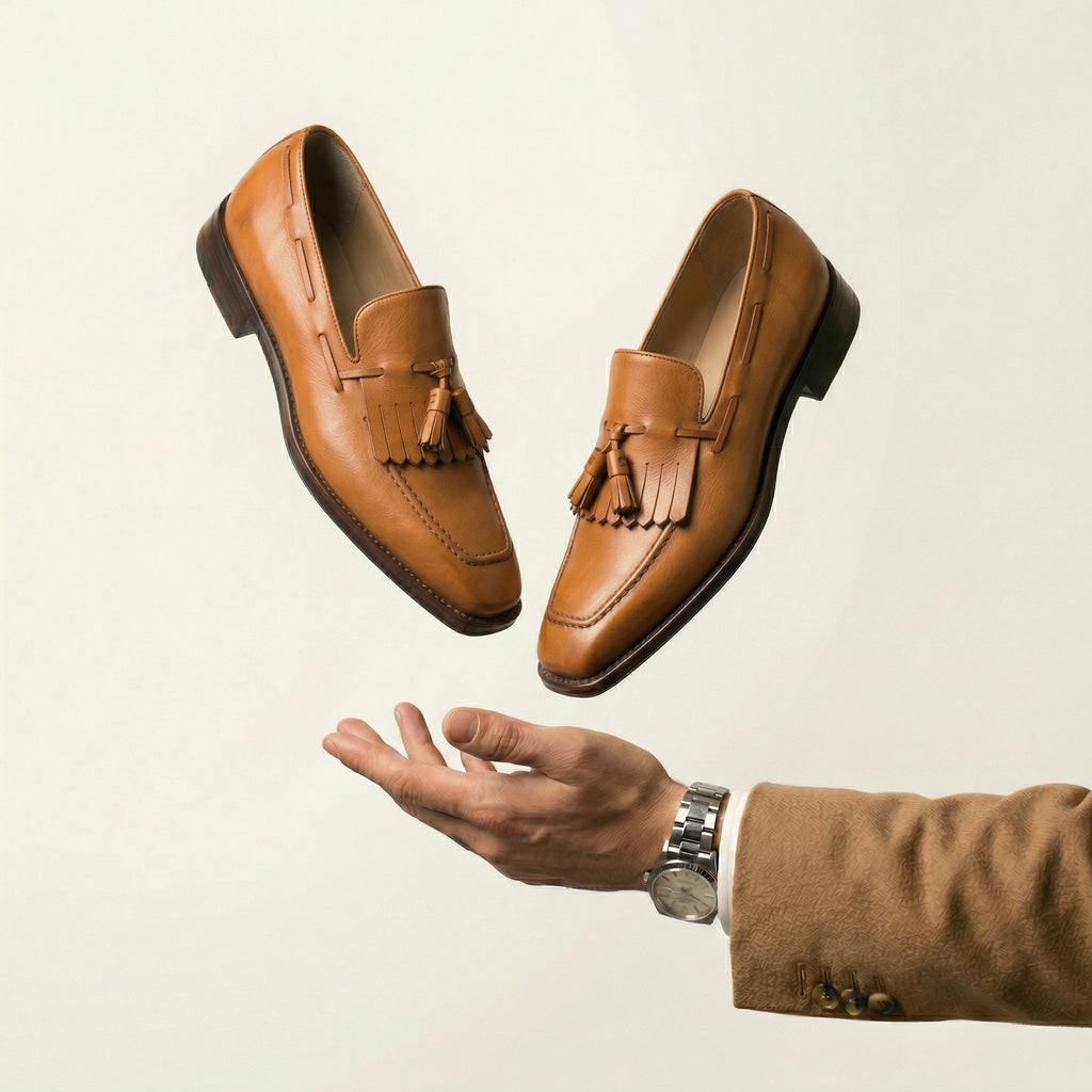 Tan Leather Lucente Tassel Loafers