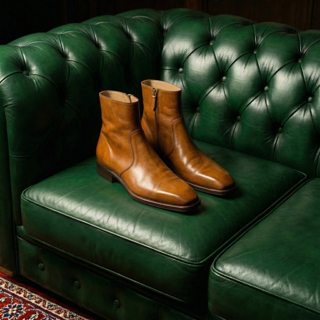 Tan Leather Lucente Zipper Boots
