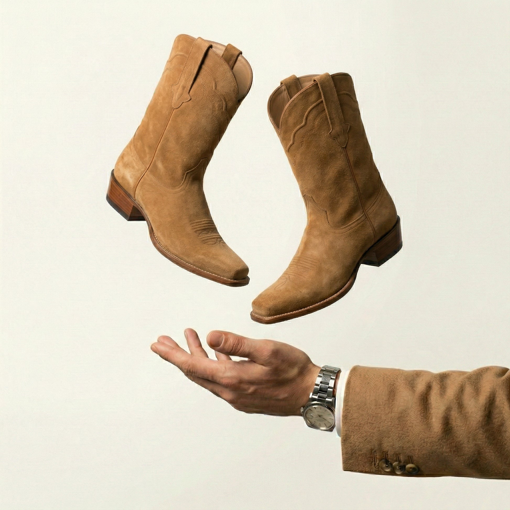Tan Suede Lucente Cowboy Boot