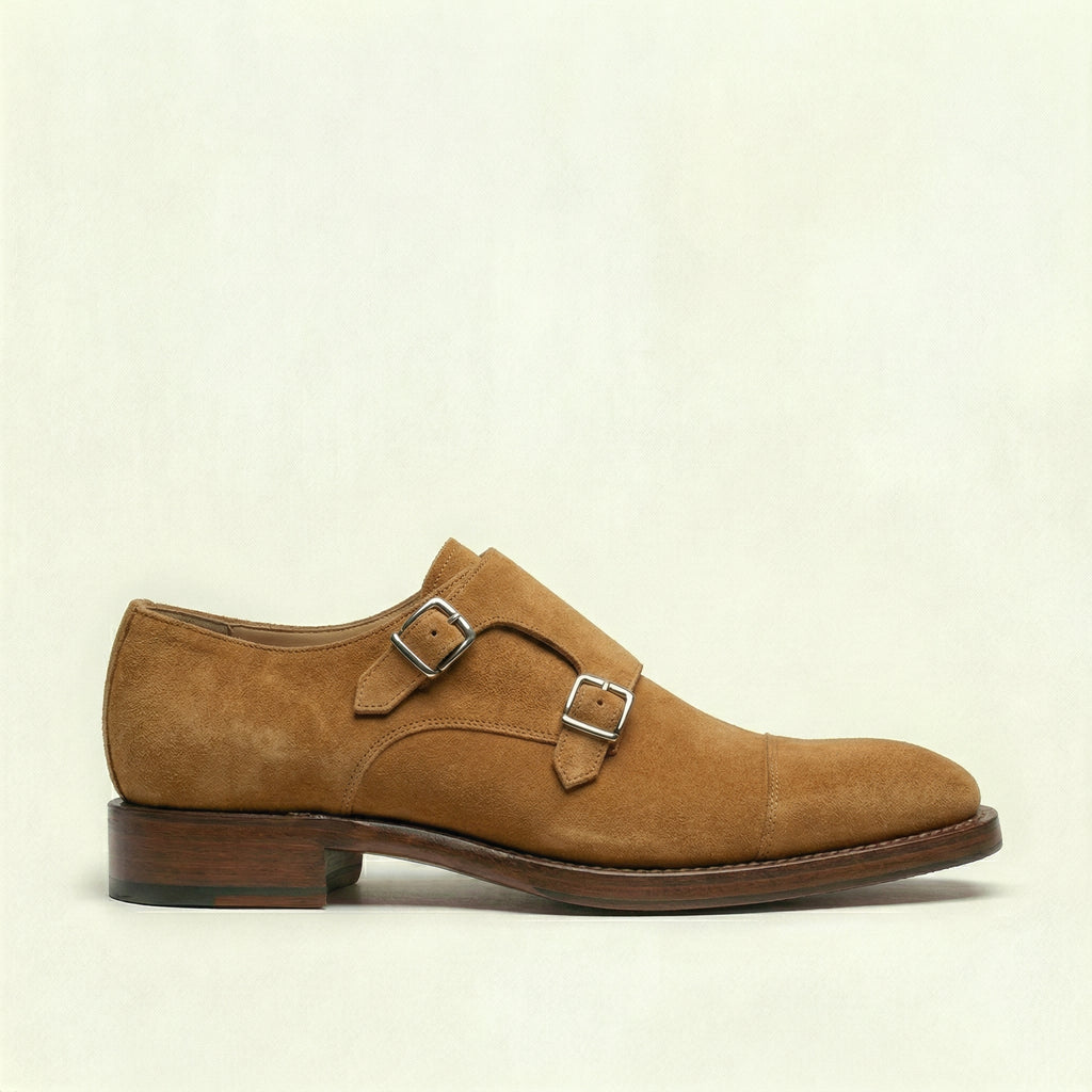 Tan Suede Lucente Double Monk Strap Shoe