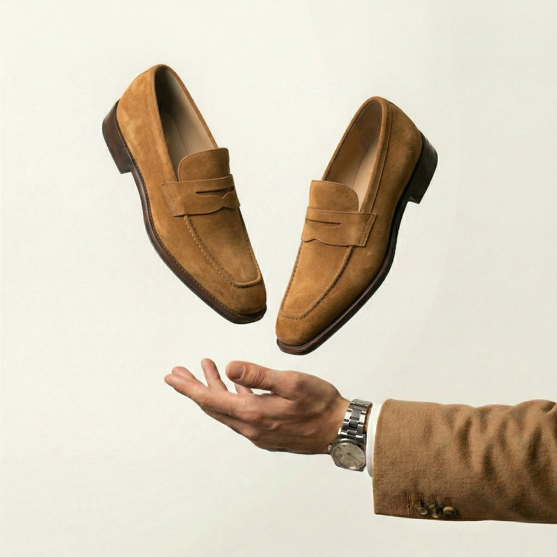 Tan Suede Lucente Penny Loafer Shoes