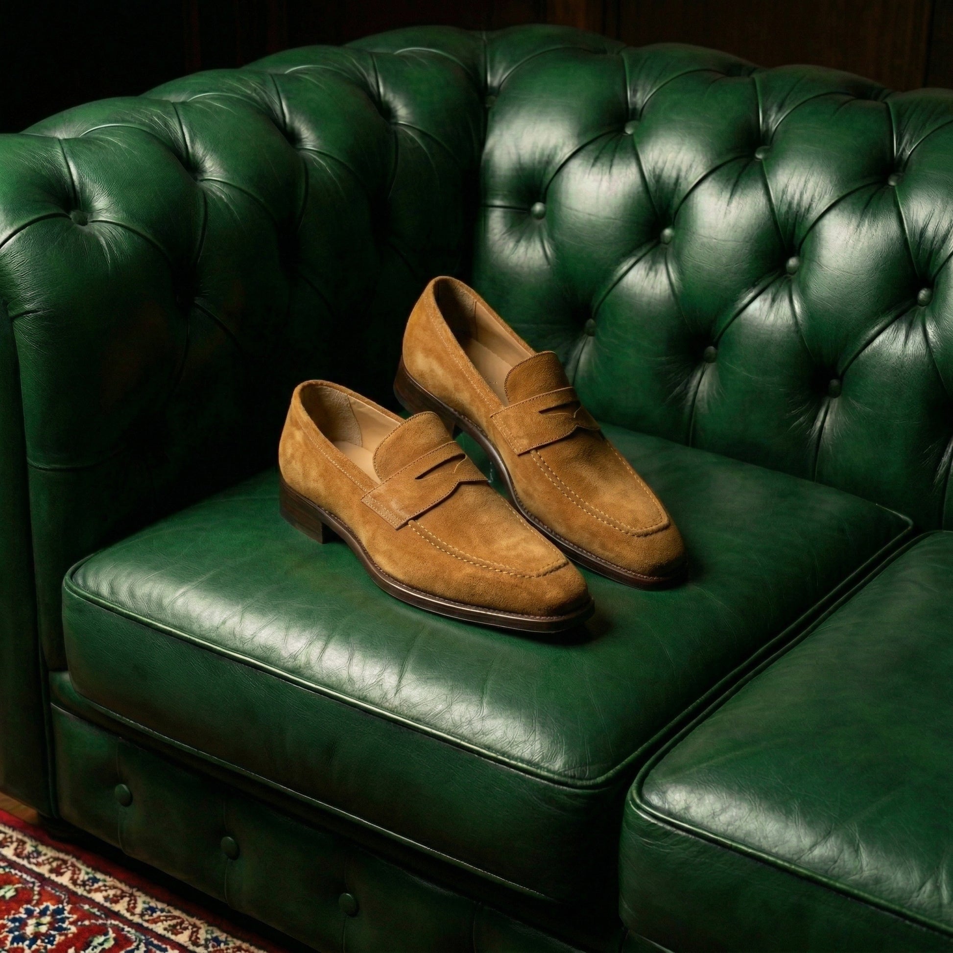 Tan Suede Lucente Penny Loafer Shoes