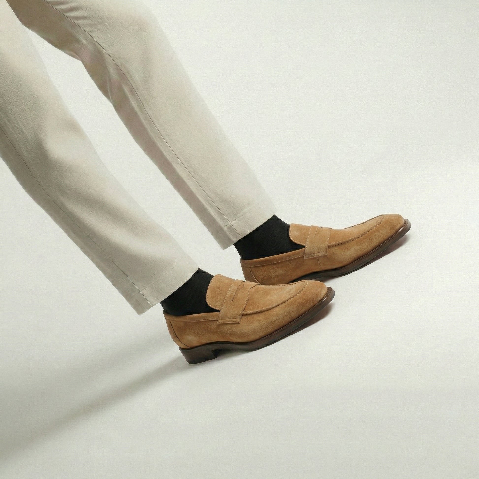 Tan Suede Lucente Penny Loafer Shoes