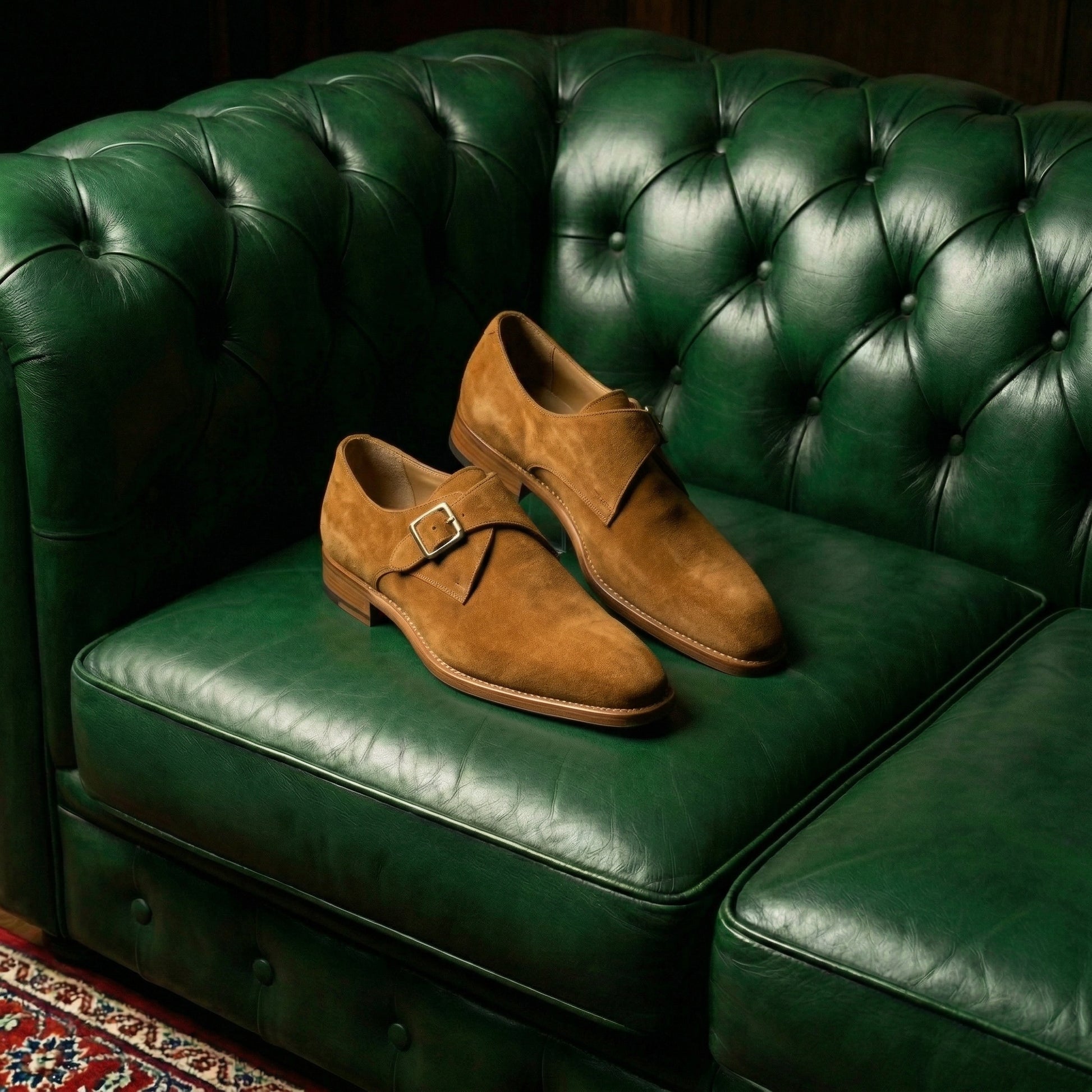 Tan Suede Lucente Single Monk Strap Shoes