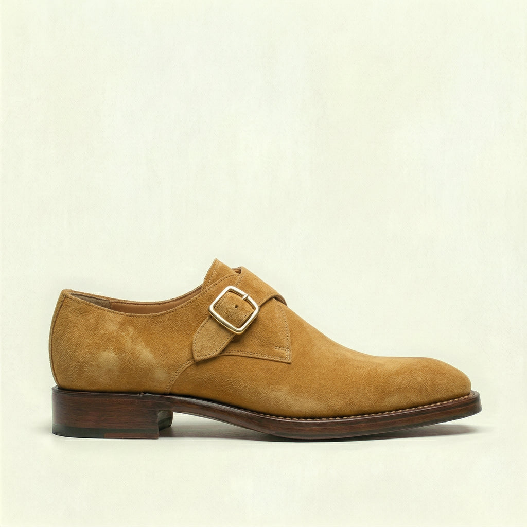Tan Suede Lucente Single Monk Strap Shoes