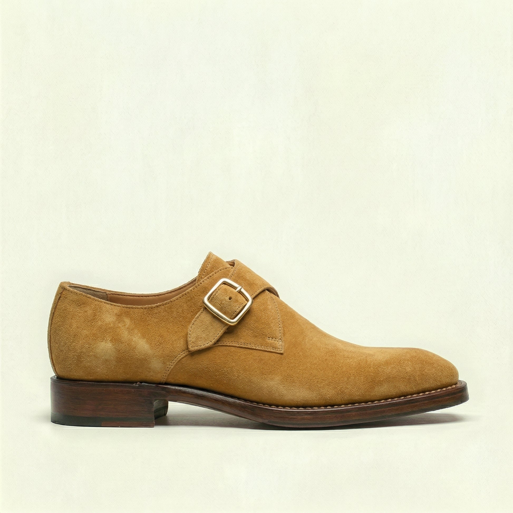 Tan Suede Lucente Single Monk Strap Shoes