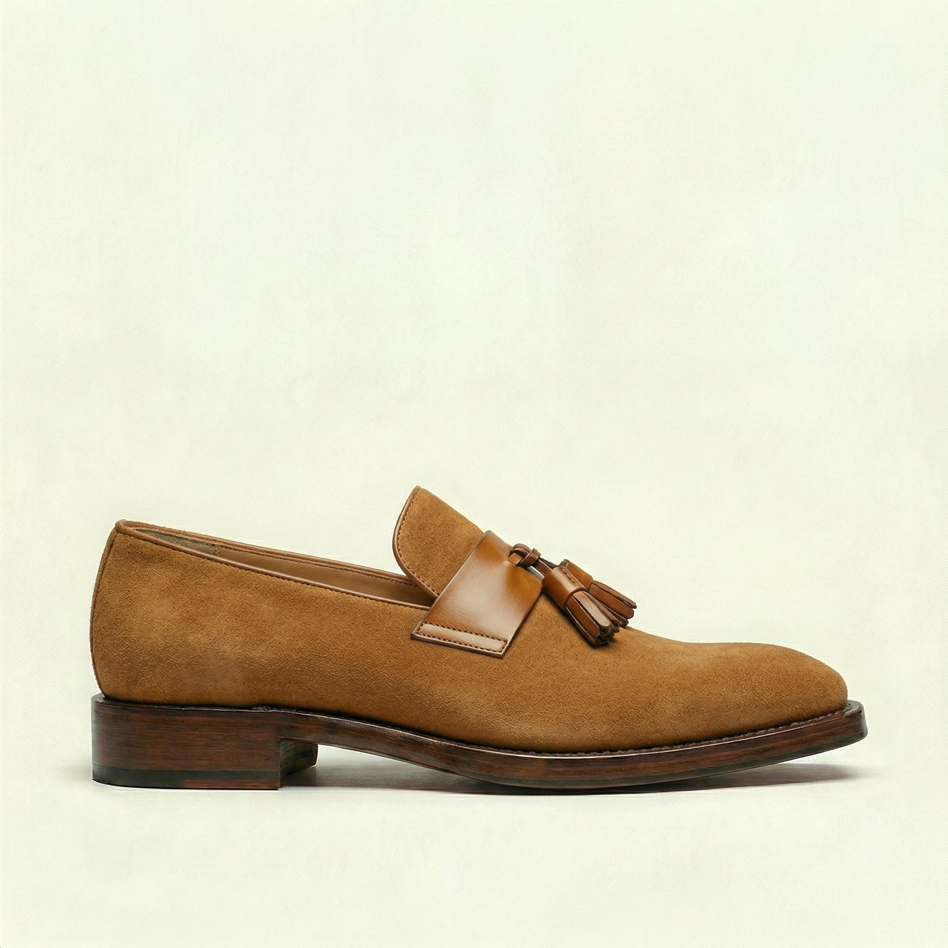 Tan Suede Lucente Tassel Loafers