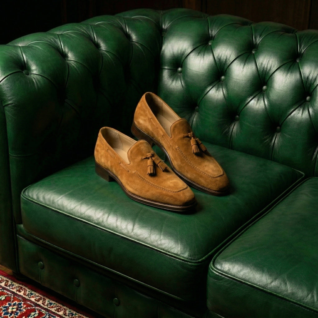 Tan Suede Lucente Tassel Loafers