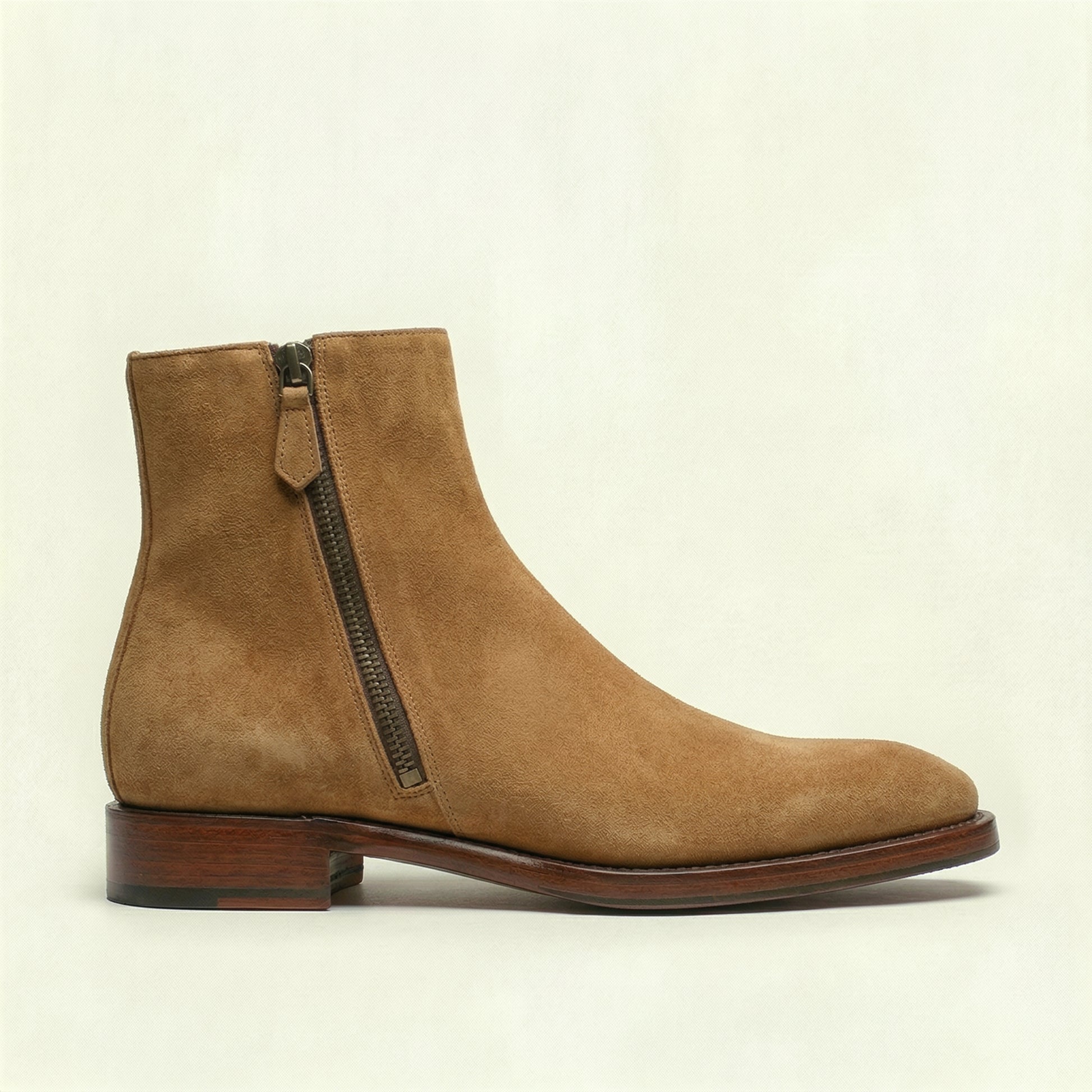 Tan Suede Lucente Zipper Boots