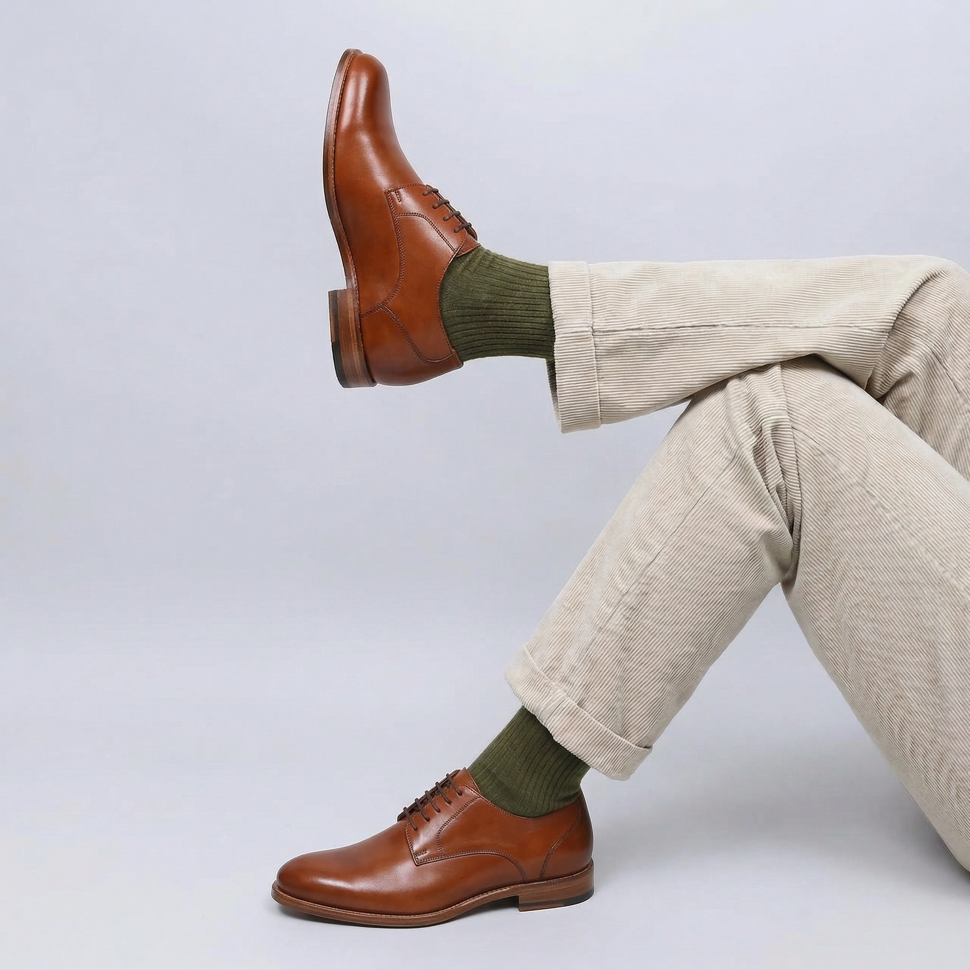Height Increasing Tan Leather Conglet Chunky Derby Shoes
