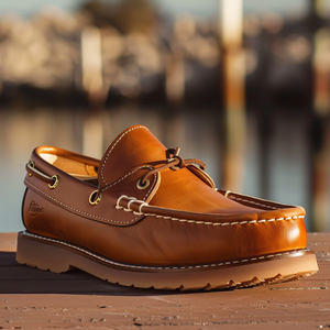 Tan Piero Boat Shoes with Honey Sole