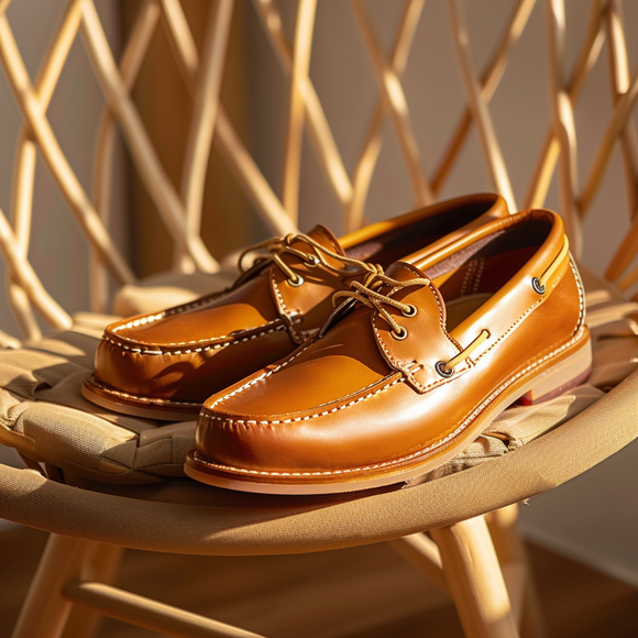 Tan Pietro Boat Shoes with Honey Sole Costoso Italiano