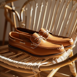 Tan Raffaele Boat Shoes with Honey Sole