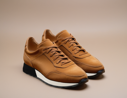 Tan Suede Leather Nausori Lace Up Running Sneaker Shoes