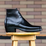 Black Leather Fylde Lace Up Chukka Boots