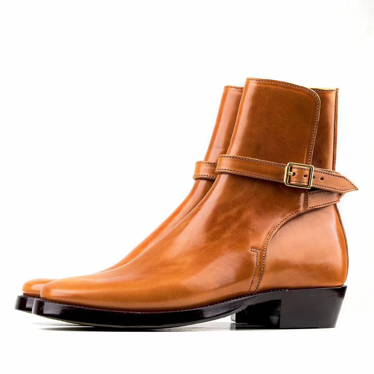 Tan Leather Hamlets Slip-on Boots