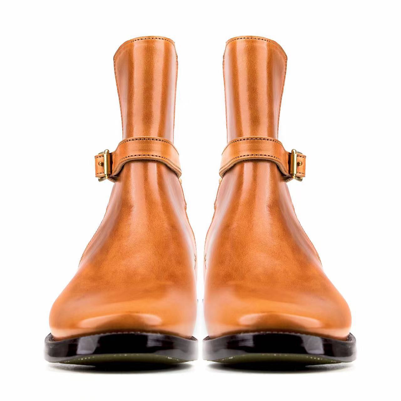 Tan Leather Hamlets Slip-on Boots