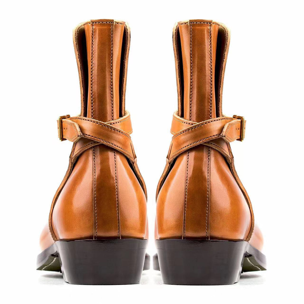 Tan Leather Hamlets Slip-on Boots