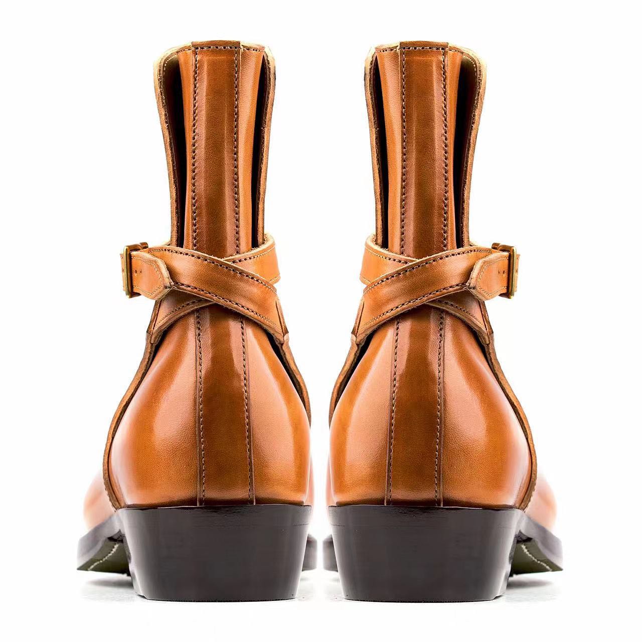 Tan Leather Hamlets Slip-on Boots