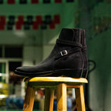 Black Suede Leather Frosty  Slip On Jodhpur Boots - Summer 2024 Collection