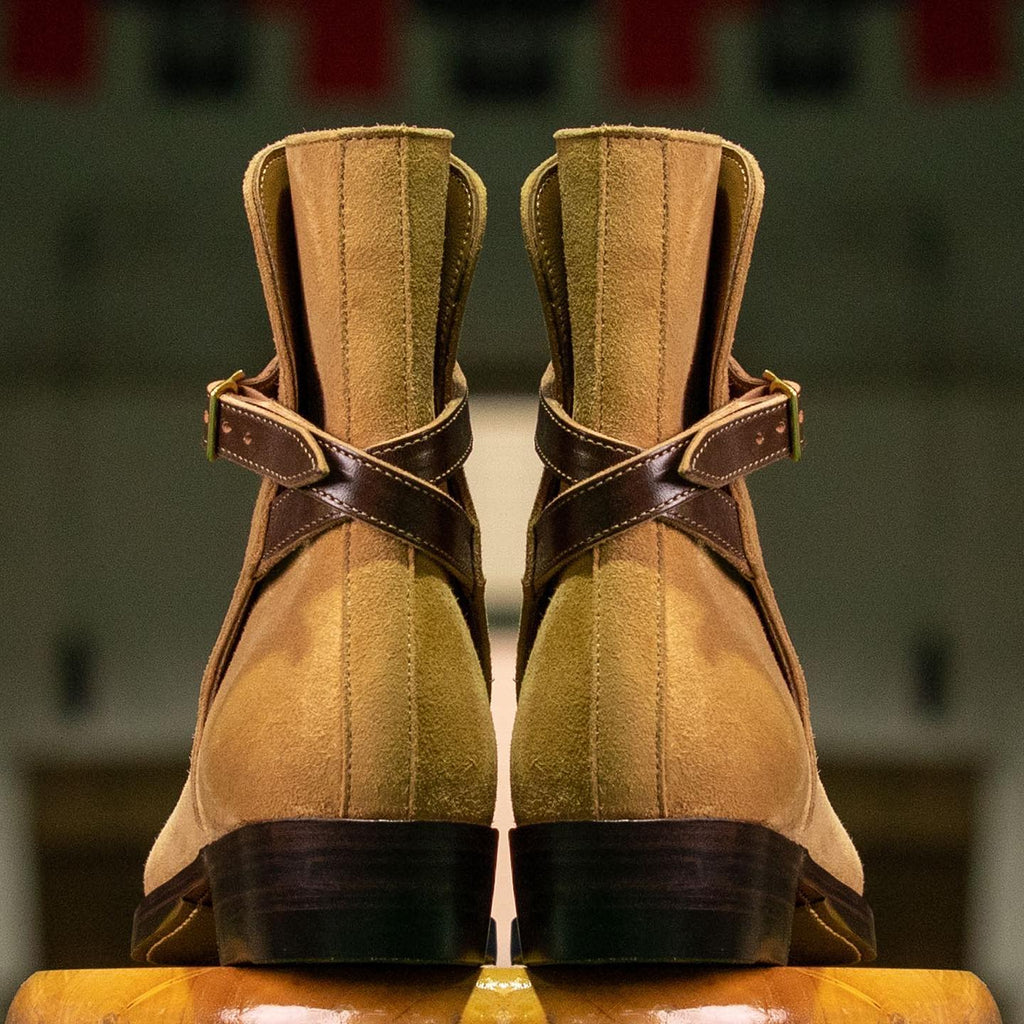 Beige Suede Leather Camel Chic Slip On Jodhpur Boots - Summer 2024 Collection