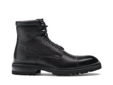 Black Leather Travis Chunky Hiking Toe Cap Derby Boots