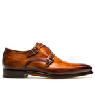 Flat Feet Shoes - Brown Leather Leminst Monk Strap Shoes with Arch Support