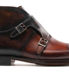 Height Increasing Brown Leather Ortigas Monk Strap Boots