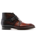 Flat Feet Shoes - Brown Leather Ortigas Monk Strap Boots with Arch Support