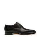 Flat Feet Shoes - Goodyear Welted Lamego Black Leather Croc Print Oxford With Violin Leather Sole with Arch Support