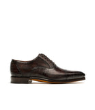 Flat Feet Shoes - Goodyear Welted Lamego Brown Leather Croc Print Oxford With Violin Leather Sole with Arch Support