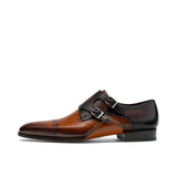 Flat Feet Shoes - Tan & Brown Leather Cooma Monk Straps Shoes with Arch Support