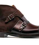 Flat Feet Shoes - Brown Leather Batasang Monk Strap Boots with Arch Support