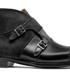 Height Increasing Black Suede & Leather Philadel Monk Strap Boots