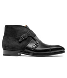 Flat Feet Shoes - Black Suede & Leather Philadel Monk Strap Boots with Arch Support