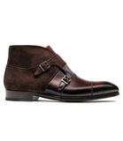 Height Increasing Brown Leather Batasang Monk Strap Boots