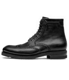 Height Increasing Black Leather Rennes Chunky Derby Boots