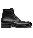 Flat Feet Shoes - Black Leather Rennes Chunky Derby Boots with Arch Support - Hiking and Trekking Boots