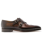 Height Increasing Brown Leather Nycoshy Monk Strap Shoes