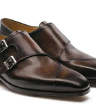 Flat Feet Shoes - Brown Leather Nycoshy Monk Strap Shoes with Arch Support