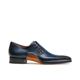 Height Increasing Navy Blue Leather Cobar Oxfords Shoes