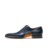 Navy Blue Leather Cobar Oxfords Shoes