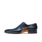Flat Feet Shoes - Navy Blue Leather Cobar Oxfords Shoes with Arch Support